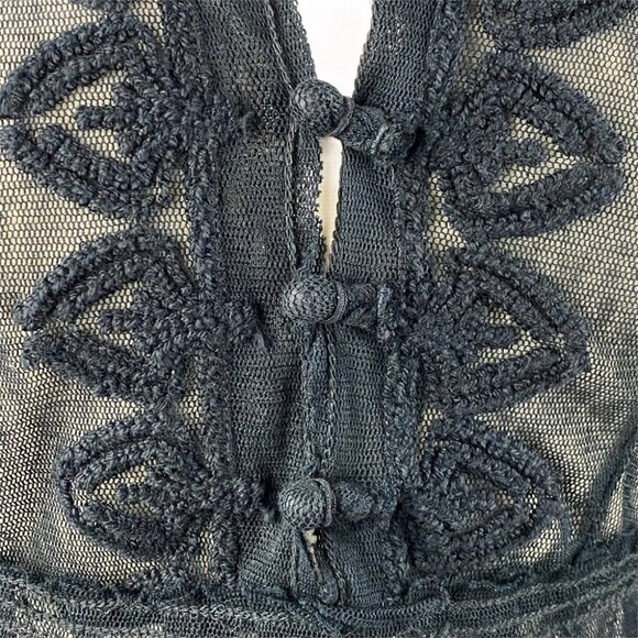 MAX STUDIO Black Mesh Knit Boho Top S - Picture 3 of 7